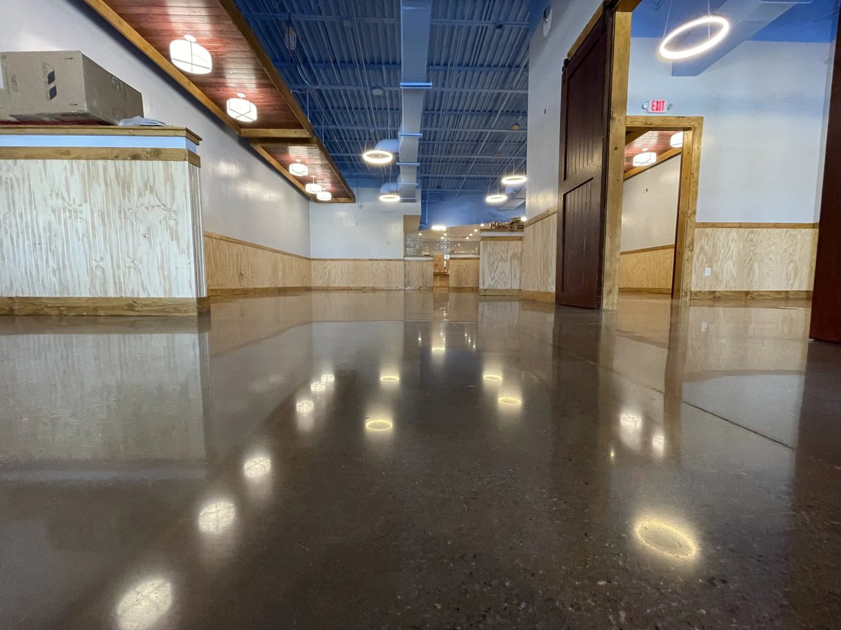 Polished concrete floor in a commercial space